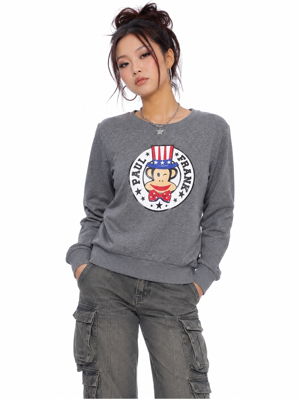 Paul Frank Crewneck Sweatshirt Winking Julius Monkey Y2K Retro Kidcore Twee Cozy